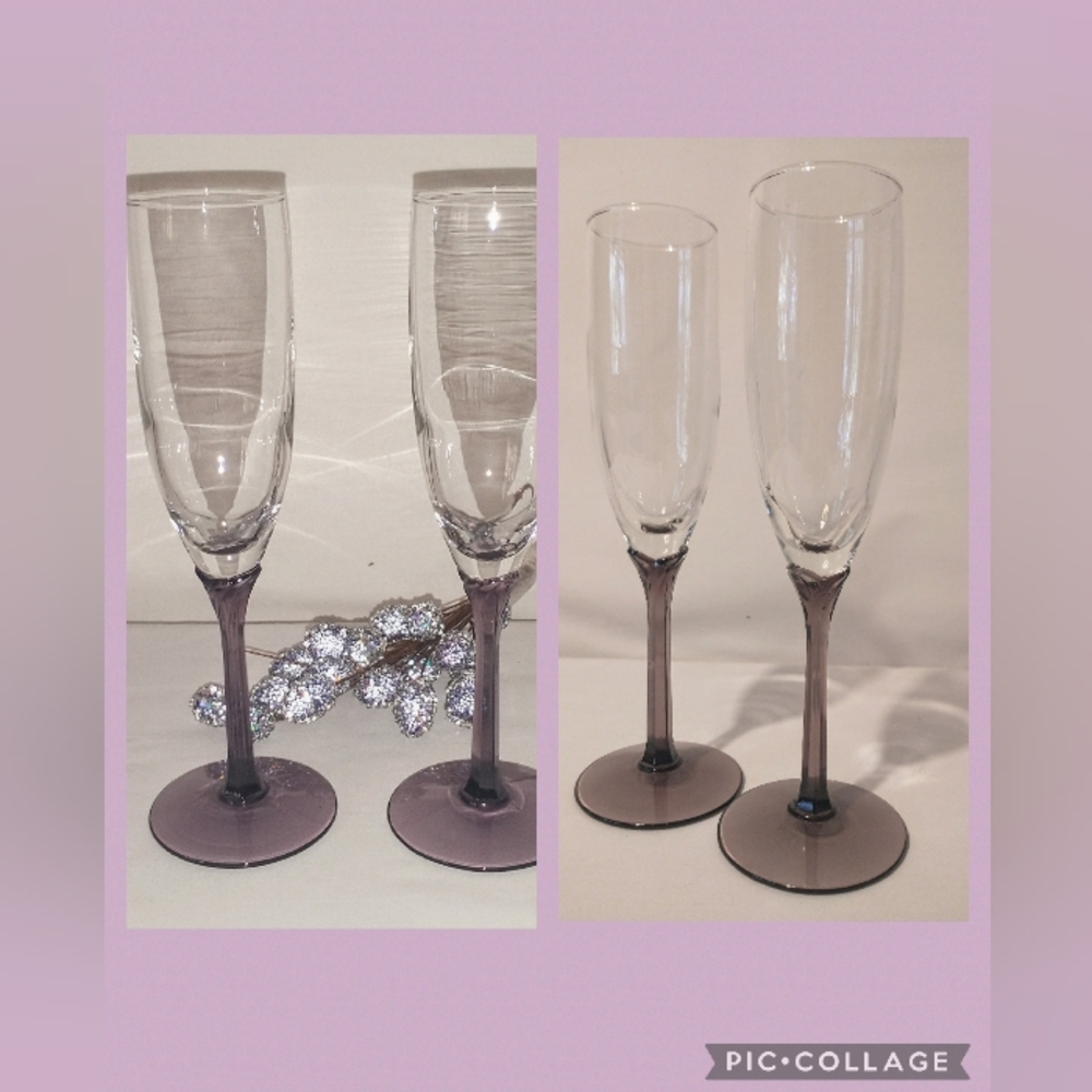 Pair of Domaine Amethyst Stemmed Champagne Flutes - Picture 7 of 9